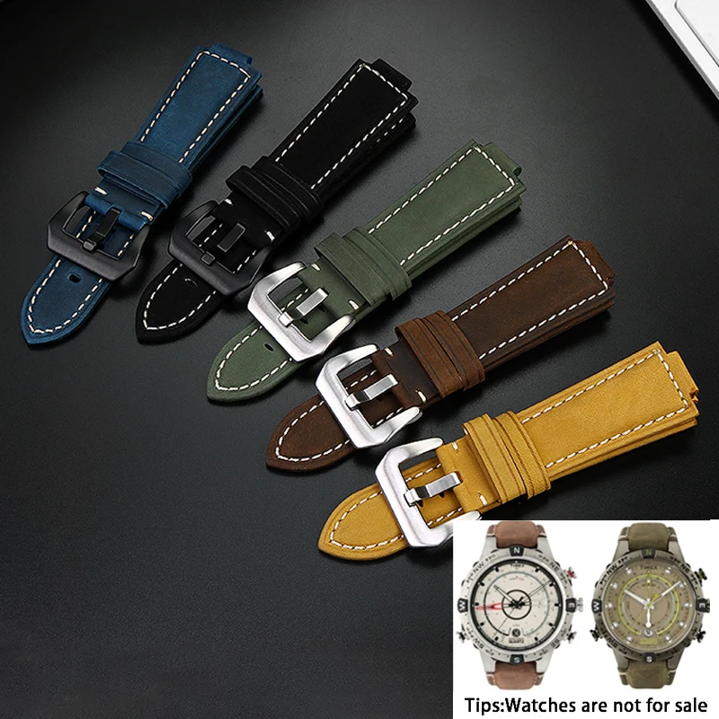 Genuine leather For Timex TW2R55500 T2N720 T2N721 T2N739 watchband 24*16mm lug end Watch straps Khaki black brown Accessories