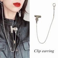 new rock punk fashion unisex hip hop chain earrings stainless steel clip earring jewelry accessories