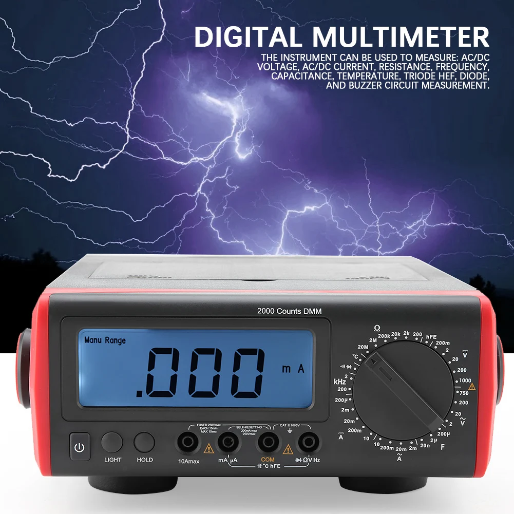 UT801 Настольный ЖК-дисплей Цифровой мультиметр Термометр 1999 отсчетов США Plug 110V