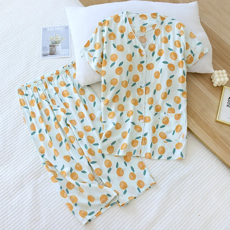 Pajamas Women's Suit Bra-free Thin Section with Chest Pad Cool Cotton Home Service Living Wear Breathable and Leisure Nightwear