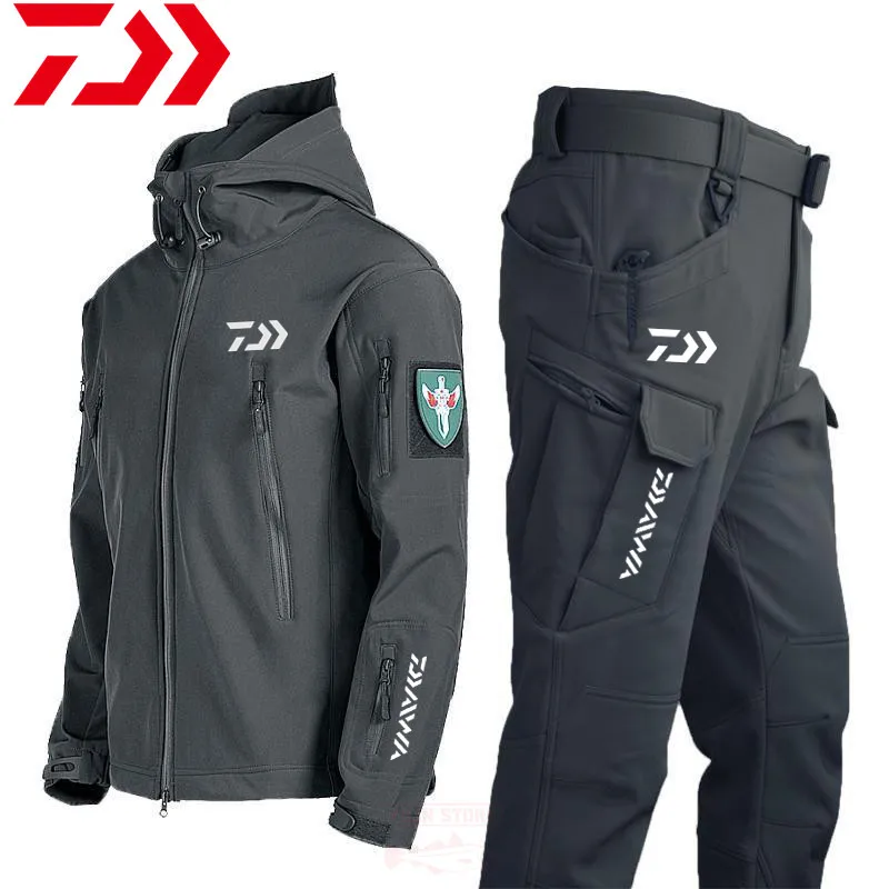 

Men's Winter Soft Shell Fishing Suits Outdoor Tactical Windproof Waterproof Jacket Men's Army Combat Pants Camping Warm Clothes