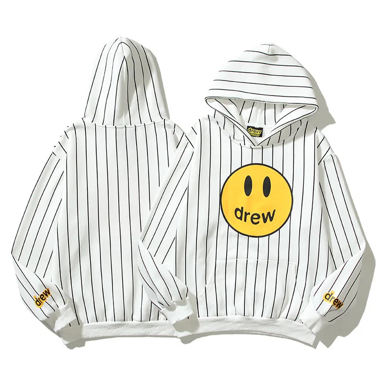 

DREW House Hoodie Men Women Autumn Fashion Men's Stripe Smiley Flower Hip Hop Sweatshirts Streetwear Justin Bieber Hooded Hood
