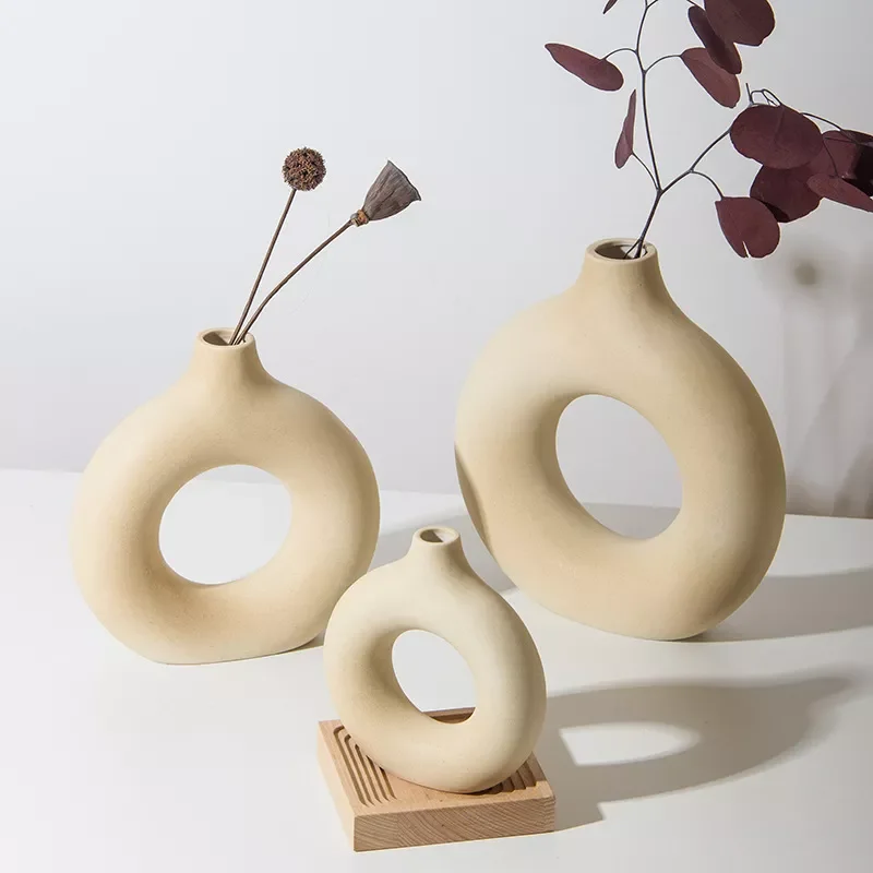

Art Vase Nordic Style Modern Ceramic Arrangement Dried Flower Home Living Room Office Tabletop Decor Ornaments Vases