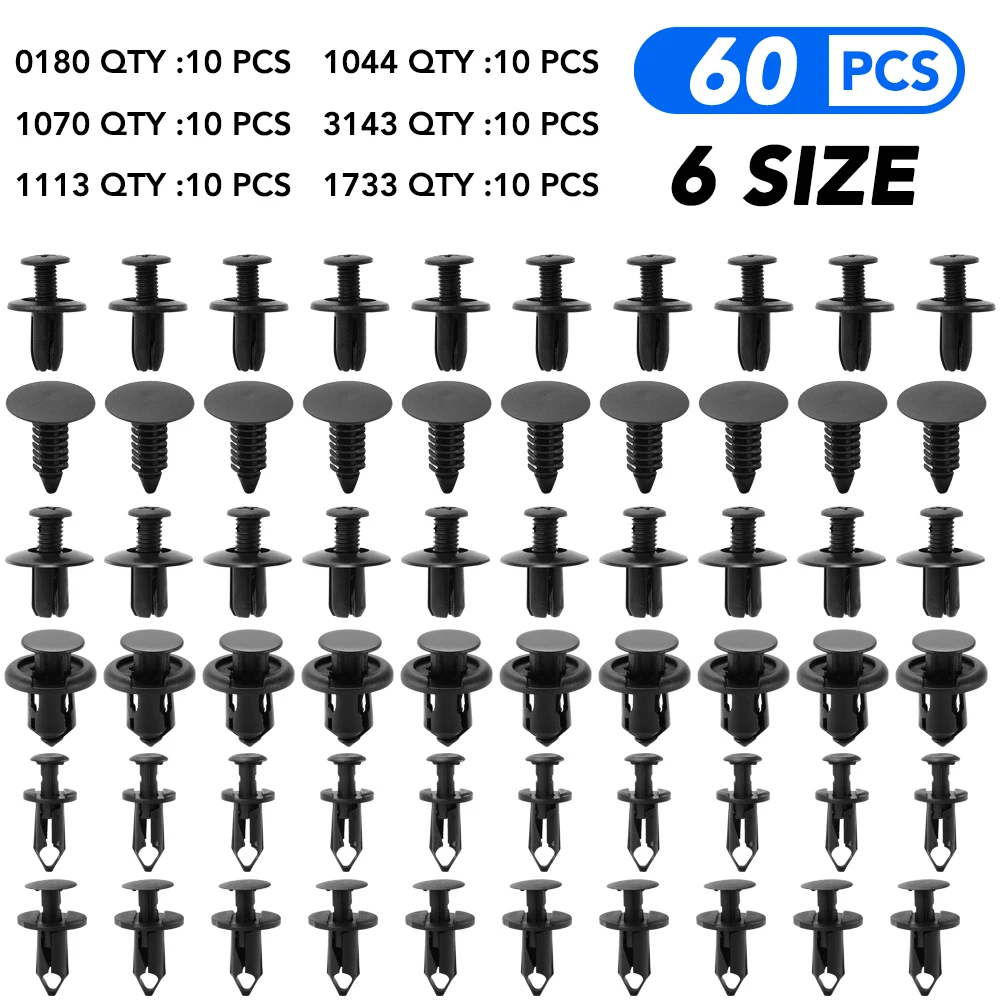 6 размеров 60 шт. автомобильные крепежные заклепки фиксаторы для Renault Duster Clio DACIA 3