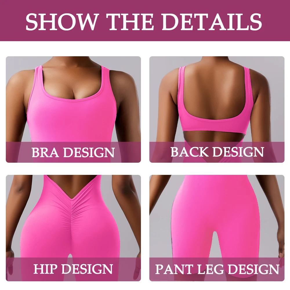 Сексуальный комбинезон с открытой спиной и эффектом пуш-ап без рукавов