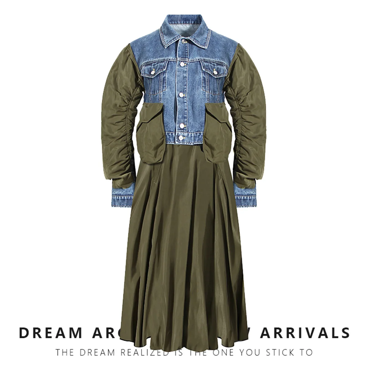 

Дизайнерская нишевая джинсовая куртка для женщин, новинка 2023, свободная куртка с контрастной строчкой, Длинная ветровка