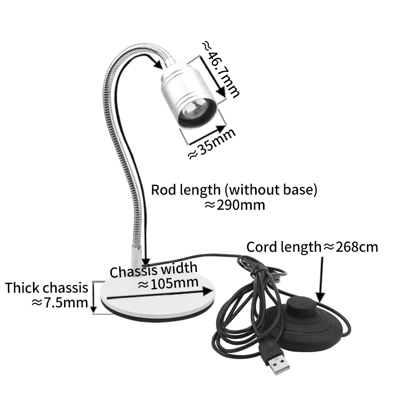 Фото Лампа УФ LUXIANZI 110V-220V USB с магнитным основанием, промышленная, яркая, для верстака, токарного станка, сверлильного станка, освещения гаража, лампа для маникюра №3