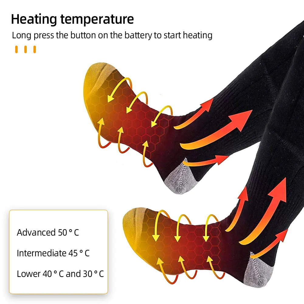 Winter Warm Socks Outdoor Electric Heated Socks Thermosocks Boot Feet Warmer with 2200mah/4000mah Battery for Ski Cycling Hiking