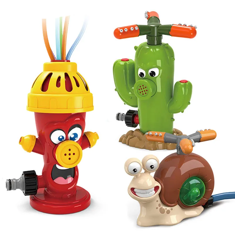

Kids Outdoor Water Sprinkler Toys Snail Cactus Fire Hydrant Rotating Water Spray Gun Summer Garden Yard Lawn Fun Water Toys Game