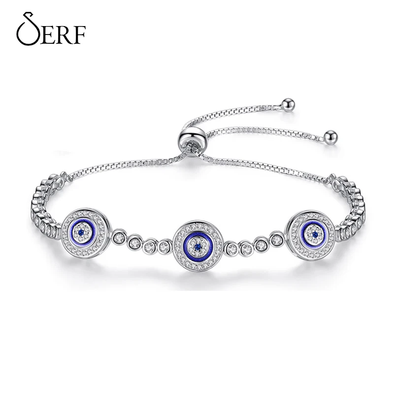 

Jerf Women Bracelet Genuine 925 Sterling Silver Evil Eye Lucky Hamsa Bracelet Adjustable Chain Luxury Jewelry Bangle Accessories