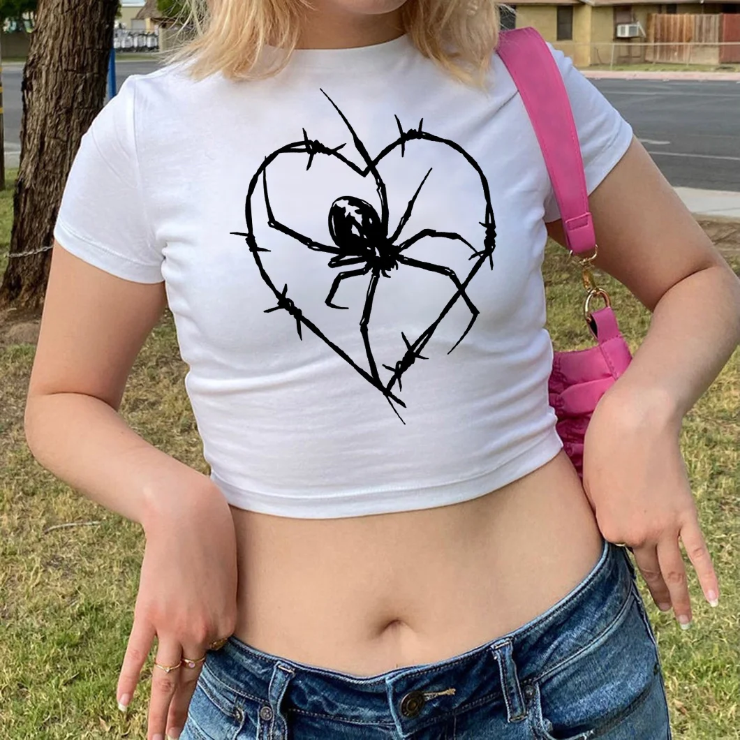 

y2k 2000s goth crop top girl streetwear 90s vintage gothic clothes tshirt