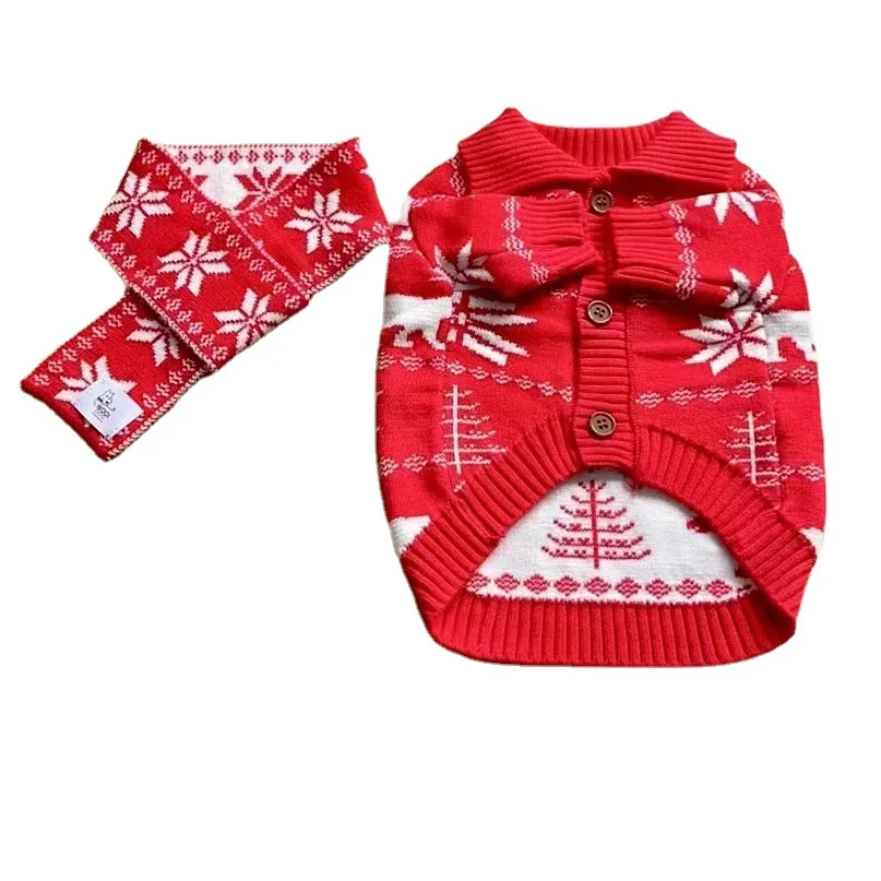 

Dog Christmas clothes with scarve for Teddy Pomeranian Corgi Bichon cat Autumn winter suits Puppy Cat Outfits Small Dog sweaters