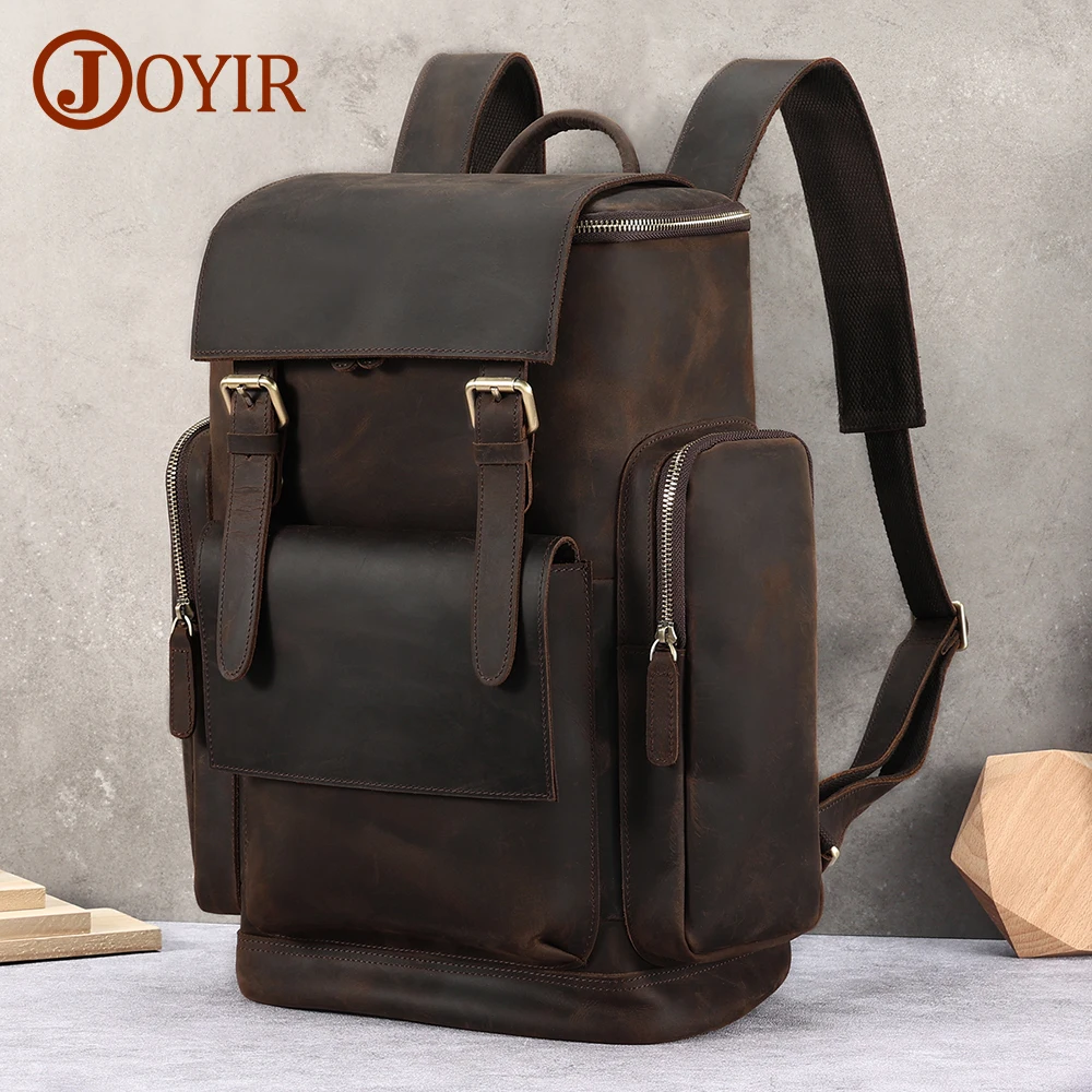 

JOYIR рюкзак из натуральной кожи для мужчин 15,6 ", сумка для ноутбука, большая вместительность, для деловых поездок, походов, на плечо, рюкзак для...