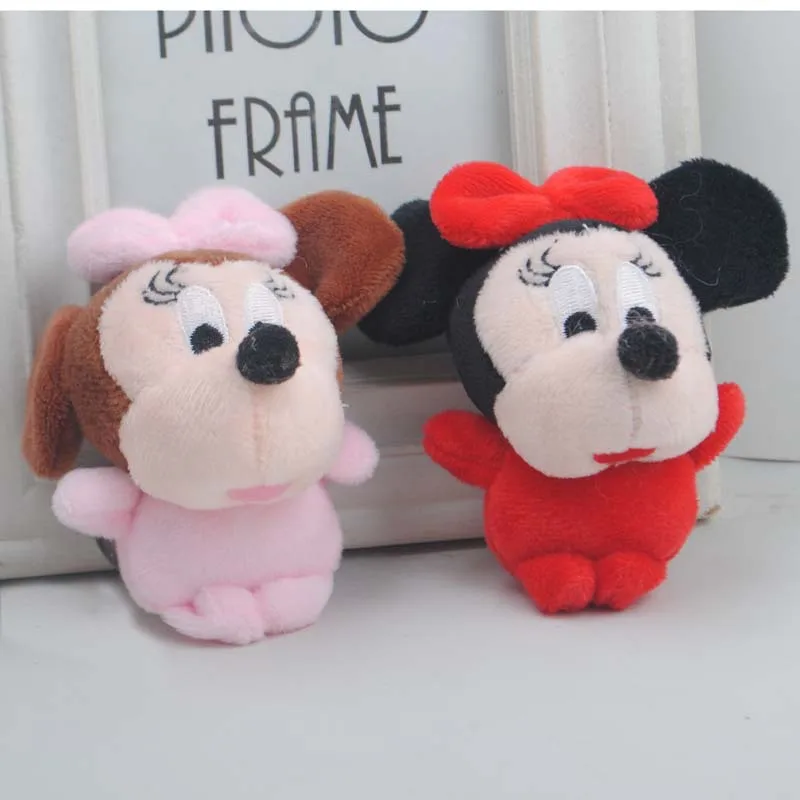 

Kawaii New Genuine Disney Cartoon Plush Doll Keychain Bow Cute Minnie Pendant Keychain Car Accessories Anti-Lost Pendant