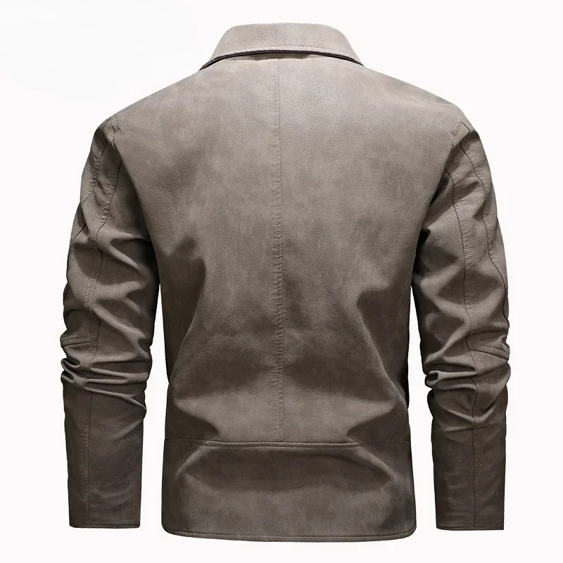 Фото Jacket Men Coat Winter Leather Bomber Genuine Casual Brown Jackets Coats Faux Leather Vintage Black Biker Jacket Men Windproof №4