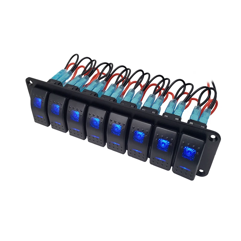 

8 Gang LED Toggle Switch Panel ON-OFF Rocker Switch Panel Waterproof Double Light Switch for Marine Caravan RV 12V 24V