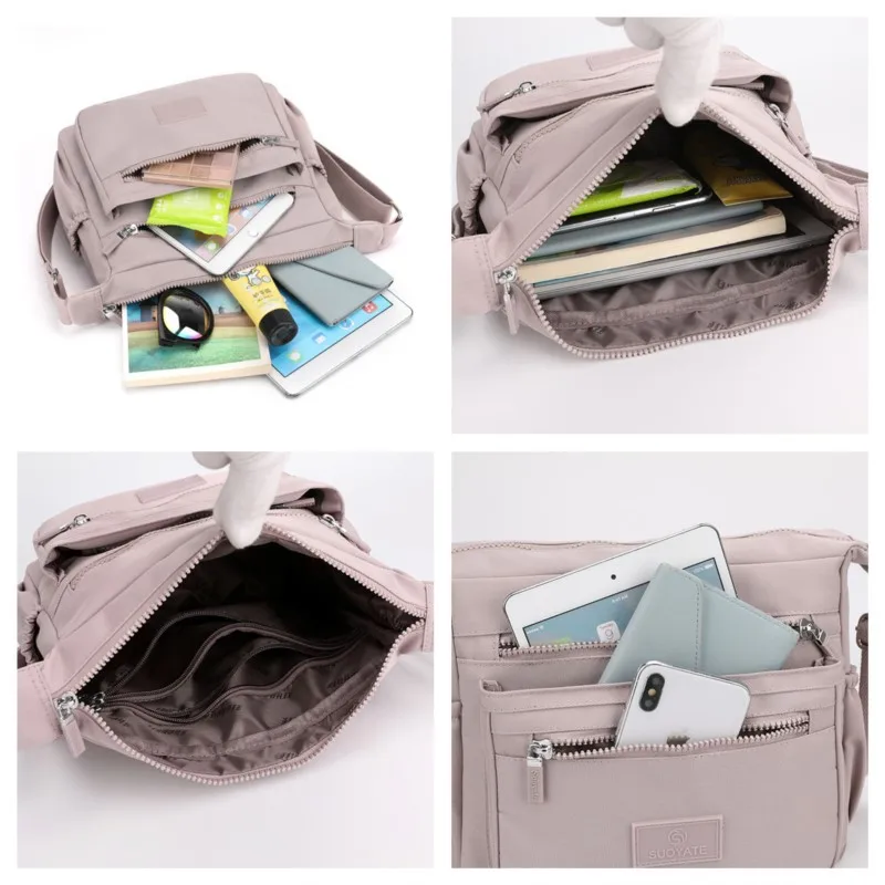 Nylon Women Shoulder Bag Fashion Female Travel Top-handle Handbag Multi-pockets Tote Girls Leasure Crossbody Bag