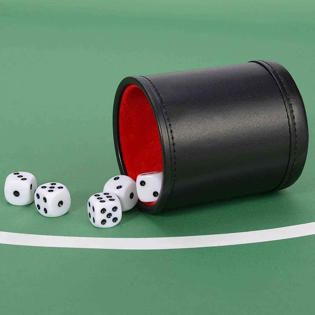 

Silent PU Leather Flannel Dice Set Dice Cup With Dice Double layer Straight Cup Bar Game KTV Entertainment Supplies