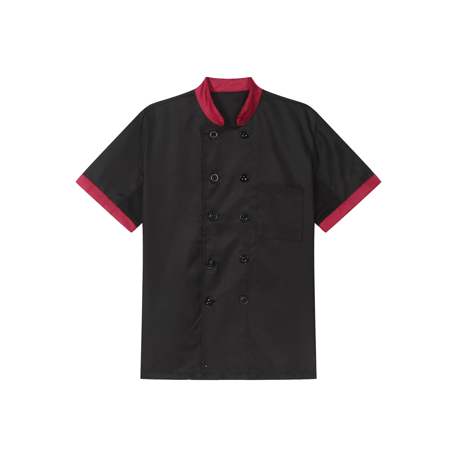 Мужская и Женская куртка шеф-повара контрастных цветов воротник-стойка пальто