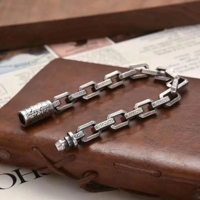 

Браслет из серебра 925 пробы с рисунком ротанга