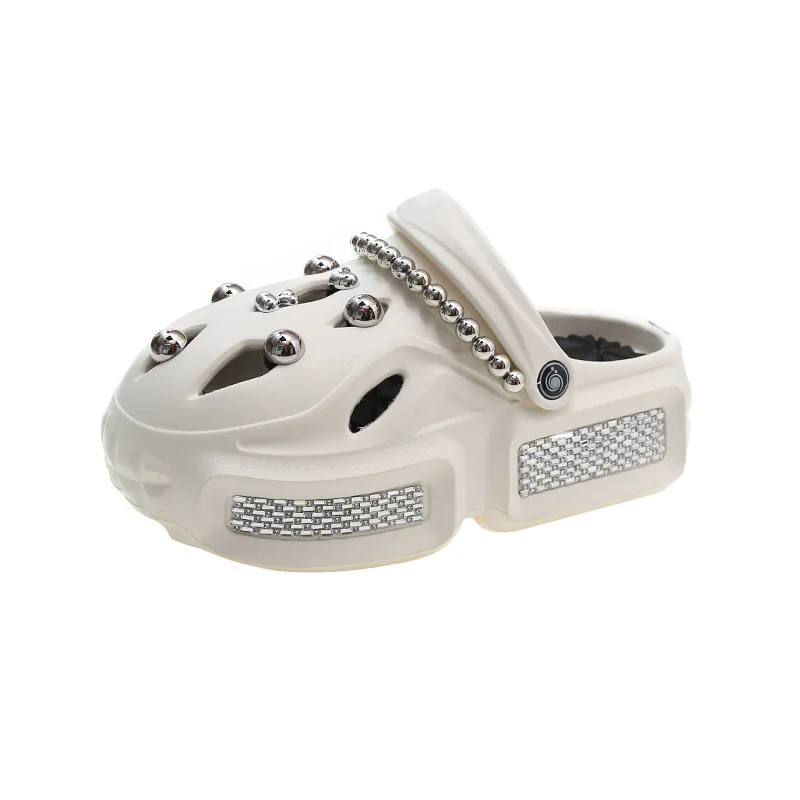 Women's Fashion Outwear Slippers Summer Thick Sole Rhinestone Baotou High Quality Girls' Sandals Women's Sexy Flat Shoes