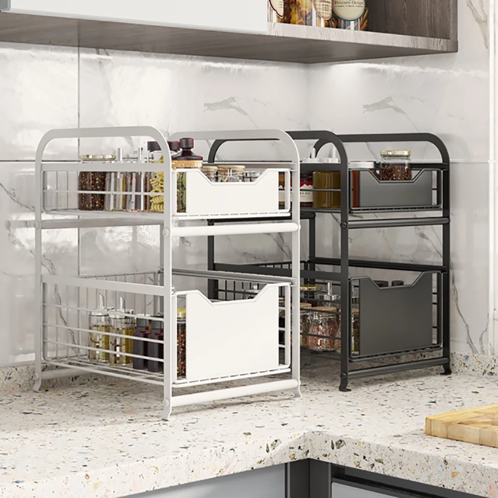 

Кухонный органайзер для хранения под раковину, полка, 2-уровневый ящик, многофункциональная стойка, шкаф под раковину, стеллаж для хранения, органайзер для ванной комнаты