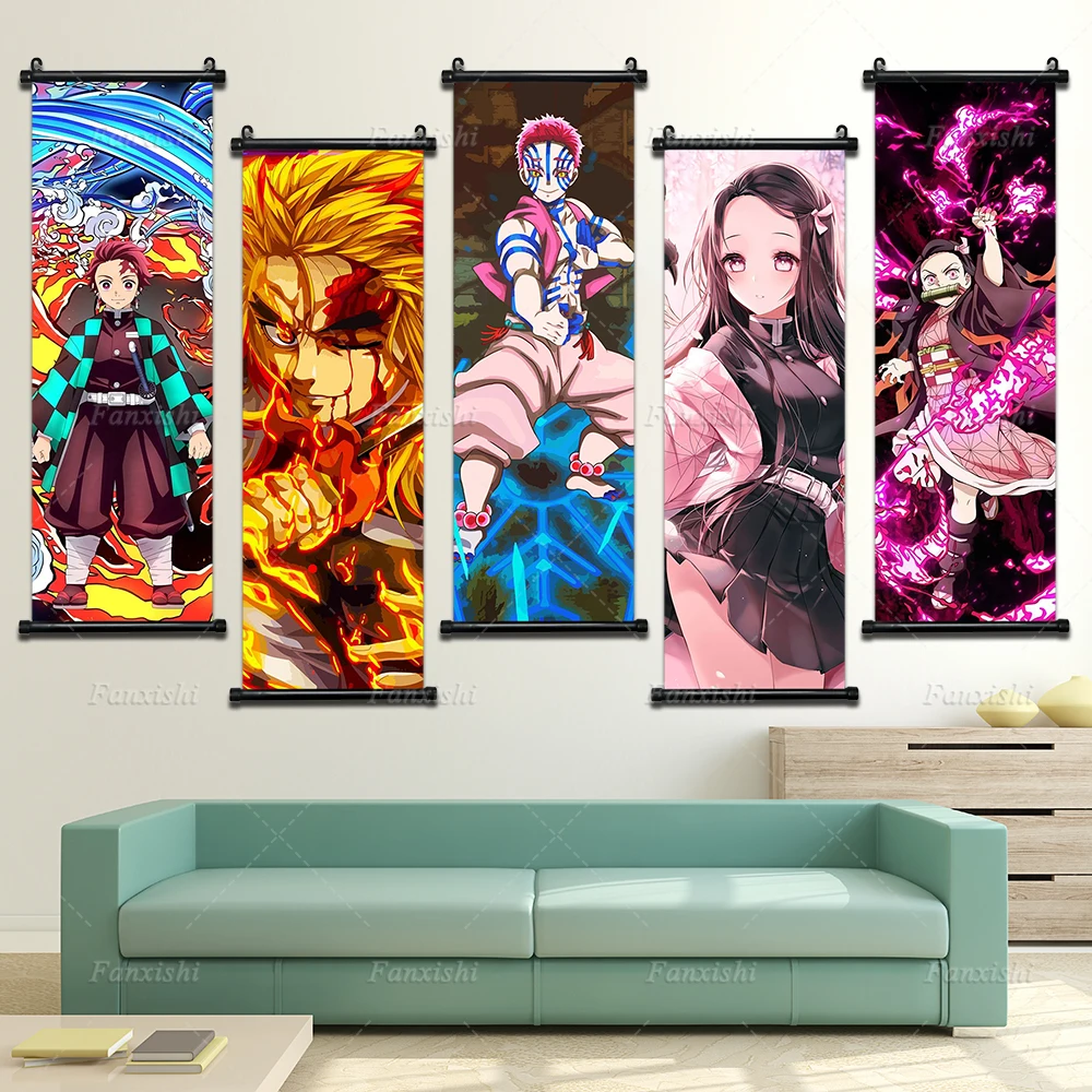

Home Decor Wall Art Demon Slayer Canvas Painting Hd Print Poster Classic Hot Japanese Anime Character Plastic Hanging Scrolls