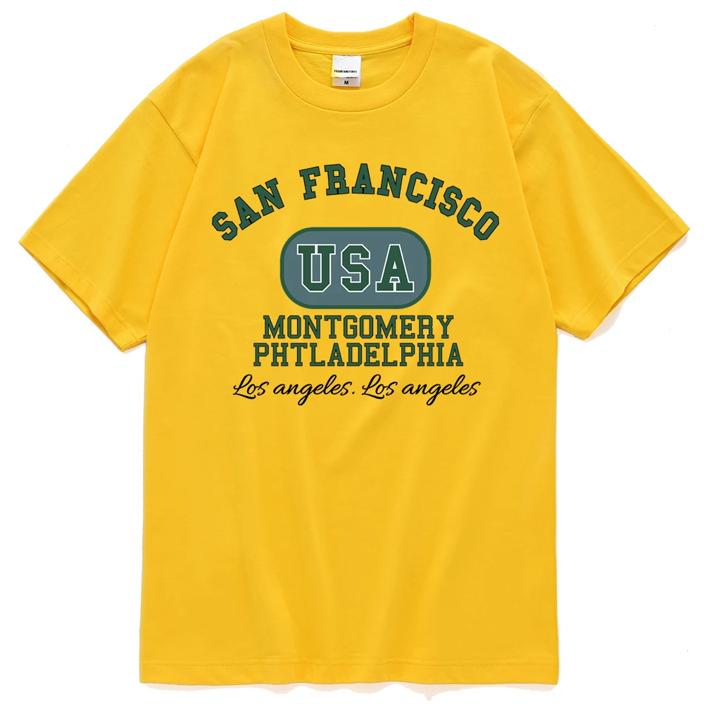 

San Francisco Usa Montgomery Philadelphia Print Tshirt For Men Couple Loose Tshirt Summer Soft Top Casual Fashion Men Tshirts