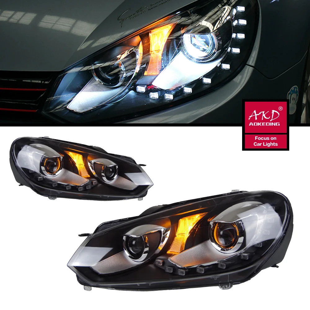 

2 PCS Car Lights Parts For Golf 6 2009-2012 R20 GTI Head lamps LED or Xenon Headlight LED Dual Projector FACELIFT