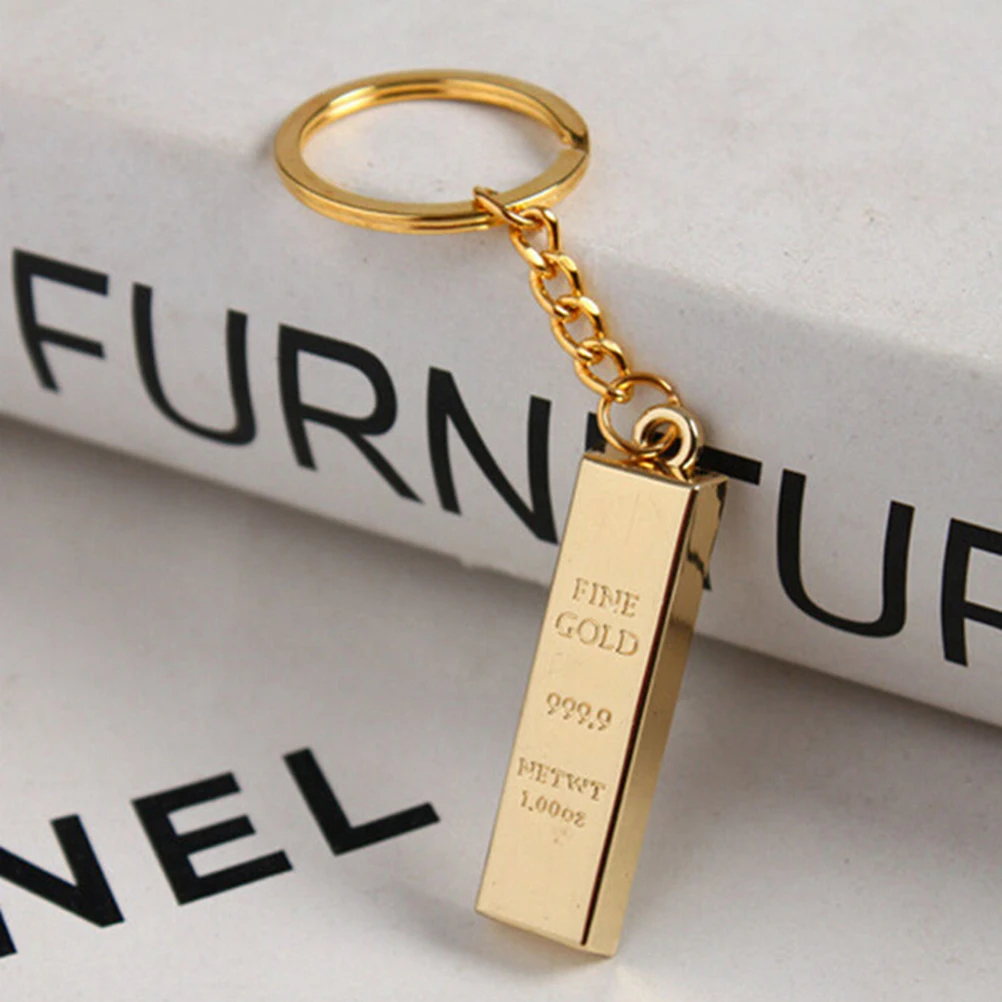 

1PC Metal Faux Ingot Bullion Gold Bar Golden Brick Keychain Creative Keyring Keyfob Gift