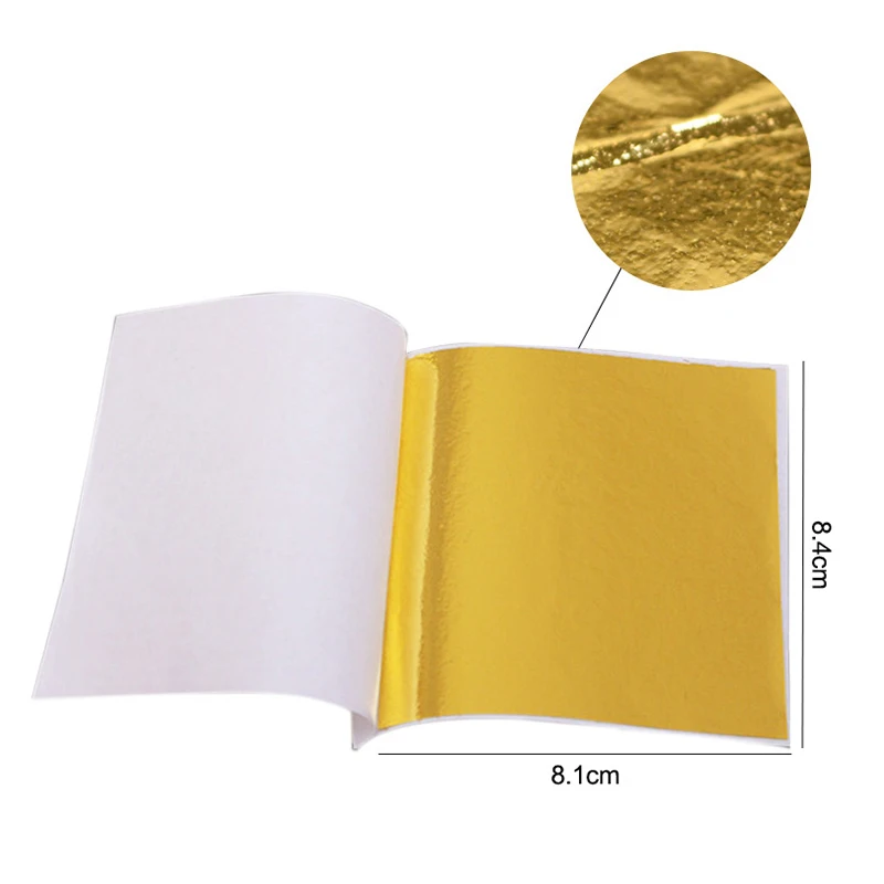 100 Sheets Imitation Gold and Silver Foil Paper Bronzing DIY Art Craft Birthday Party Wedding Dessert Cake Decorations |