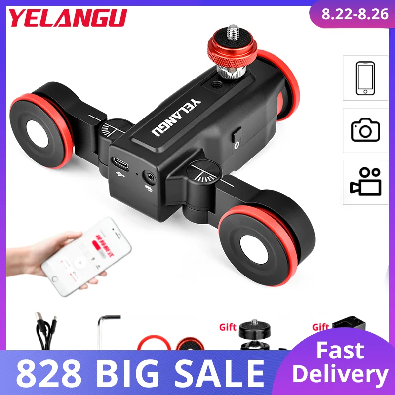 YELANGU L5 Motorized Camera Slider Automatic Video Dolly Car Rail Systems for DSLR Camera Sony iPhone 13 Pro with Remote Control