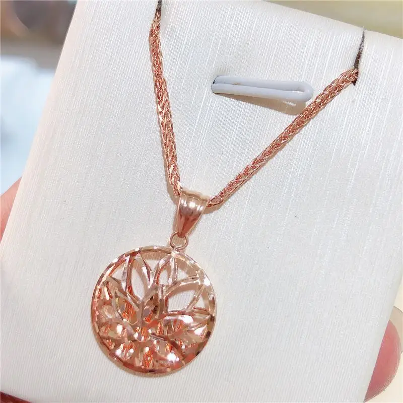 

Russian Purple Gold Women's Hollow Lotus Pendant Luxury Rose Gold Color Gold for Girlfriend Necklaces for Women Luxury