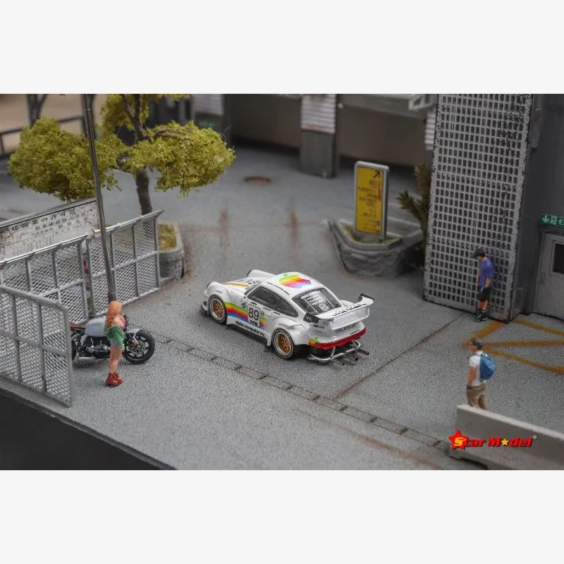 Фото STAR в наличии 1:64 RWB 964 GT Tail красный, белый, литая под давлением модель автомобиля, сбор миниатюрных игрушек №3