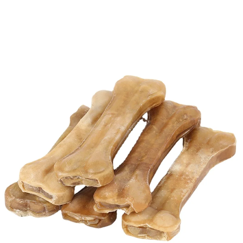 

Natural Color Cowhide Pressing Bone Pet Molar Teeth Bone Chewing Glue 2 Inch 3 Inch Dog Molar Stick