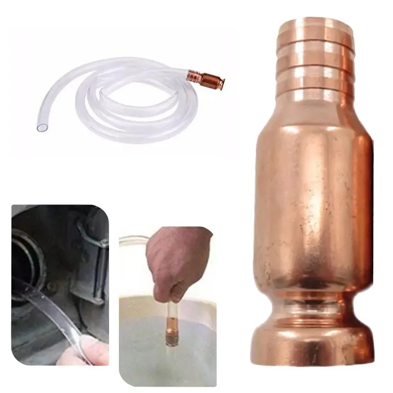 Red Copper Siphon Refueling Gas Siphon Pump Gasoline Fuel Water Shaker Siphon Safety Self Priming Hose Flexible Siphon Connector