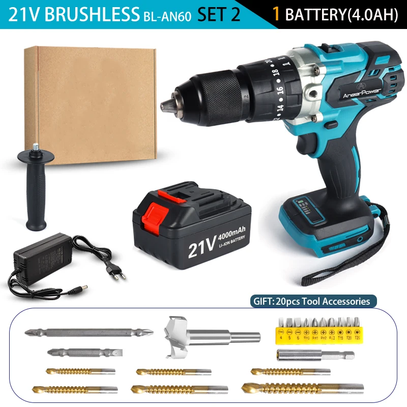 

Бесщёточный аккумуляторный шуруповерт ANEERPOWER 21В 3в1