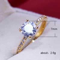 fashion ladies ring geometric square golden four claw set round diamond ring simple temperament girl engagement jewelry gift hot