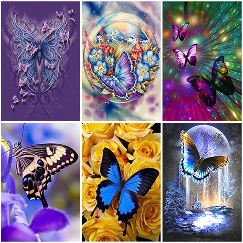 

DIY Butterfly 5D Diamond Painting Full Square Drill Mosaic Animal Diamont Embroidery Cross Stitch Kits Resin Home Decor Gift