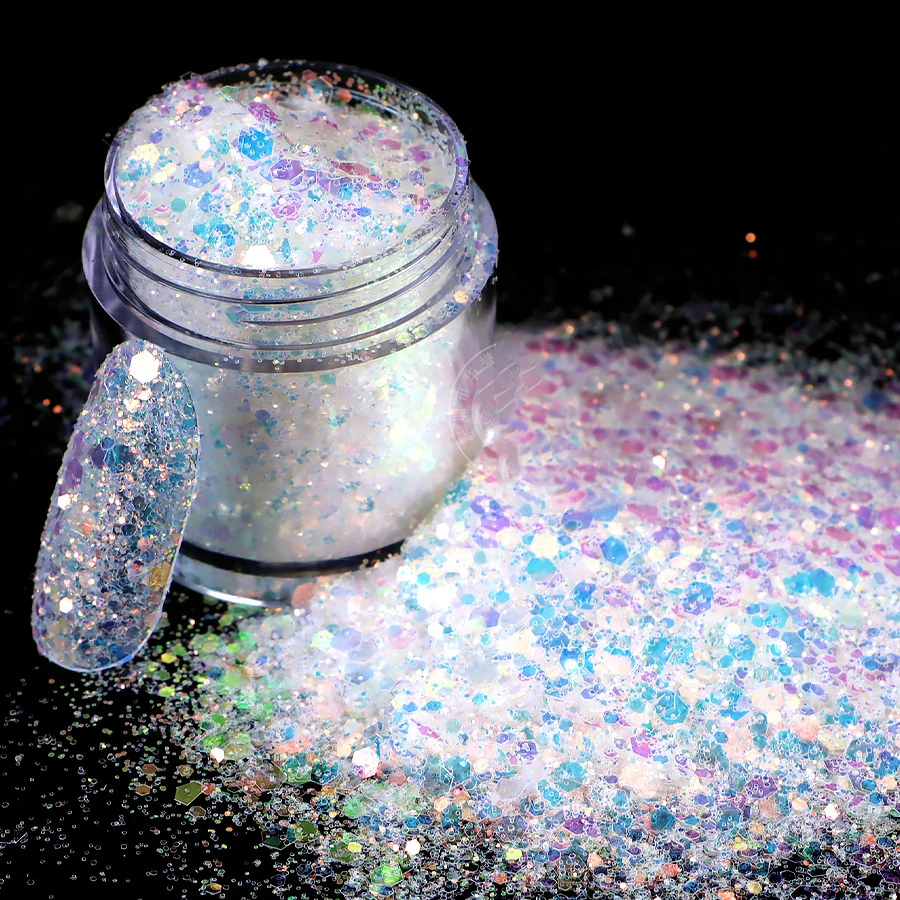 

1kg White Iridescent Glitter For Nails Design 1000g Shiny Mermaid Sequins Mirror Slice 3D Flakes Paillettes Nail Art Decorations