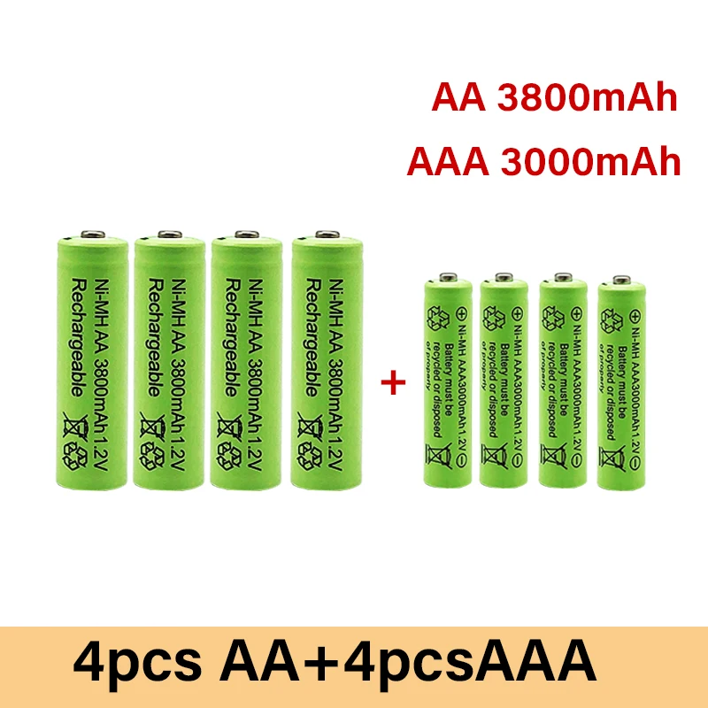 

Dolidada original New 1.2V AA 3800mAh+1.2V AAA 3000mAh Alkaline1.2V Ni-Mh Aa Rechargeable Battery For Clock Toys Camera battery