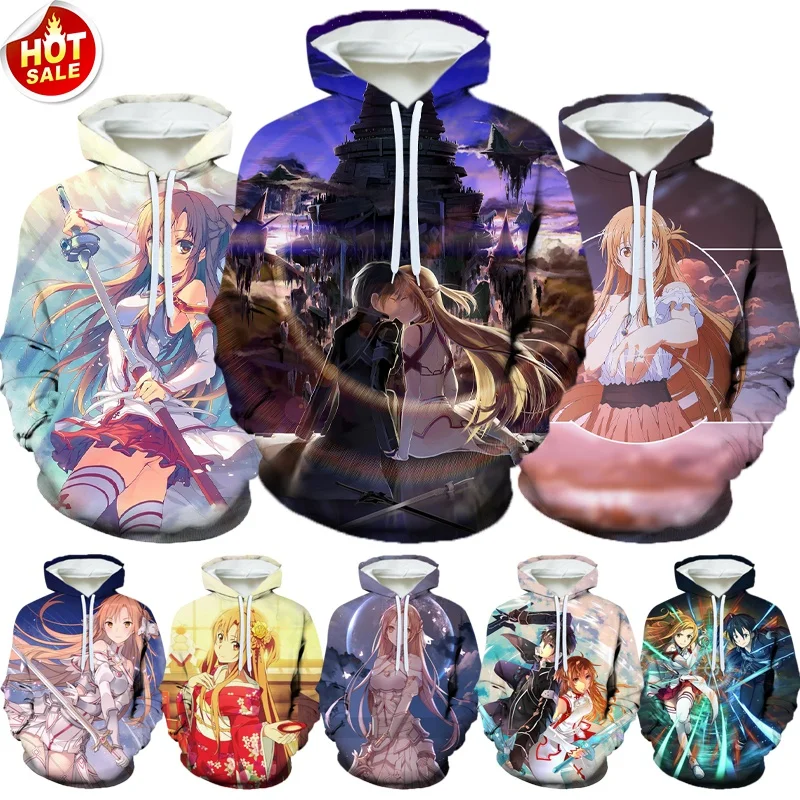 

New anime S-Swords Arts Online 3D printed hoodie Harajuku style couple unisex autumn jacket personality love Asuna casual funny