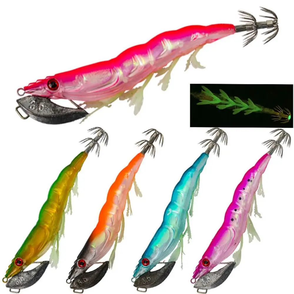 

130mm 25g Fishing Lure Artificial Squid Hook Jigs Noctilucent Squid Cuttlefish Jigs Spinnerbait Wood Shrimp For Sea Fishing