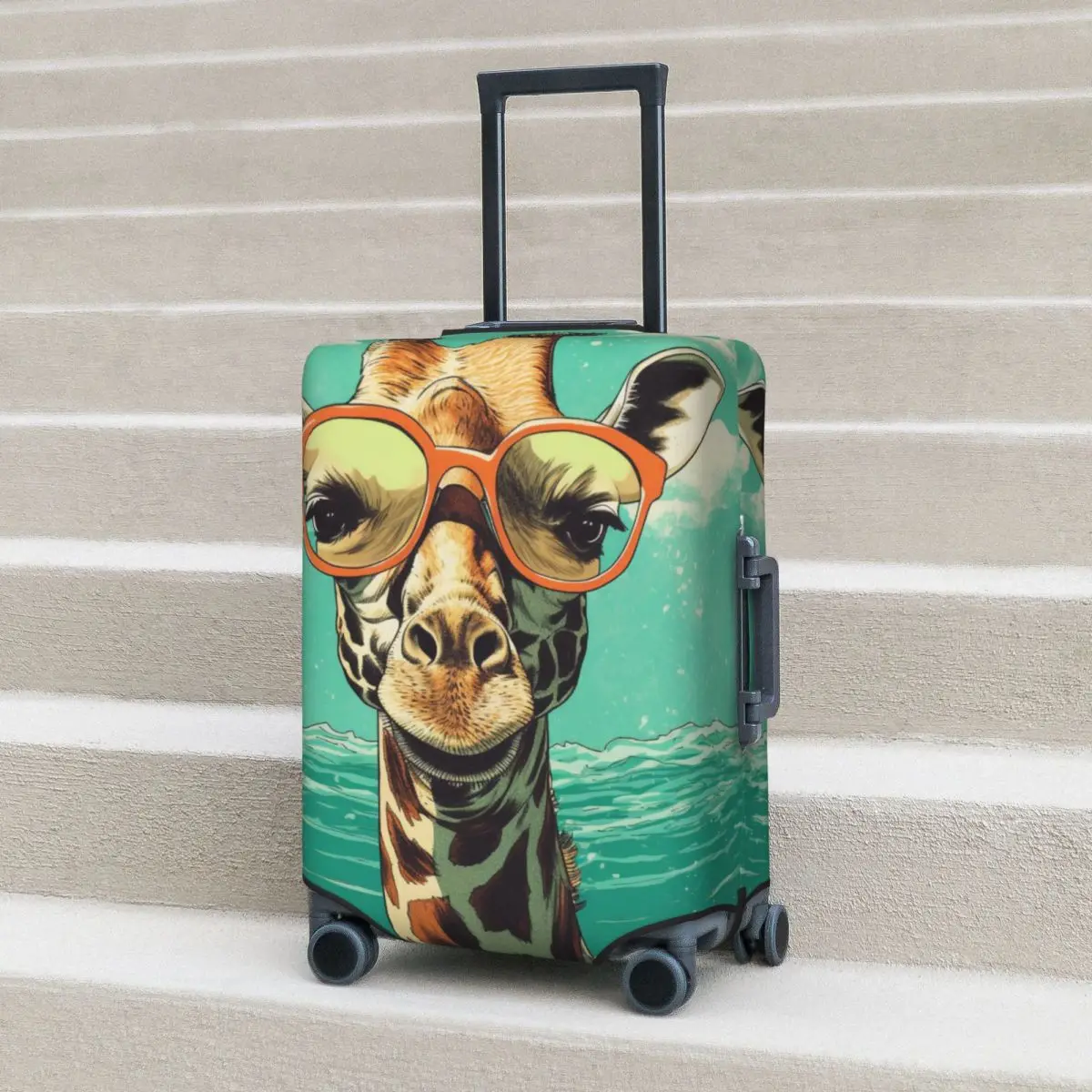 

Giraffe Suitcase Cover Sunglasses Graphic Illustration Cruise Trip Flight Useful Luggage Case Protection