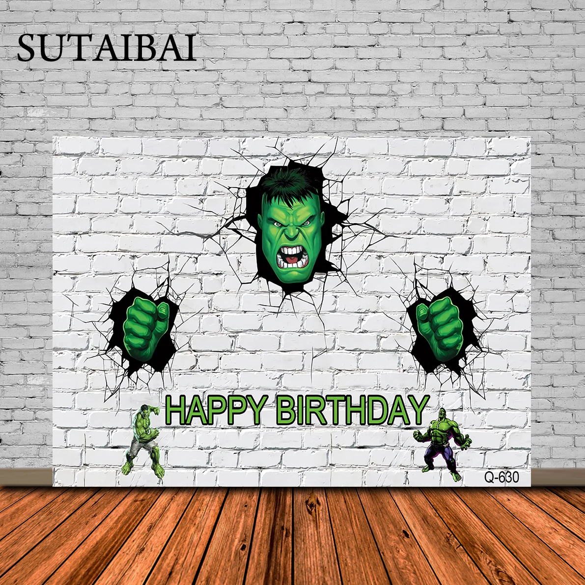 

White Brick Wall Backdrop for Hulk Theme Birthday Party Supplies Hulk Superhero Theme Baby Shower Banner for Birthday Party