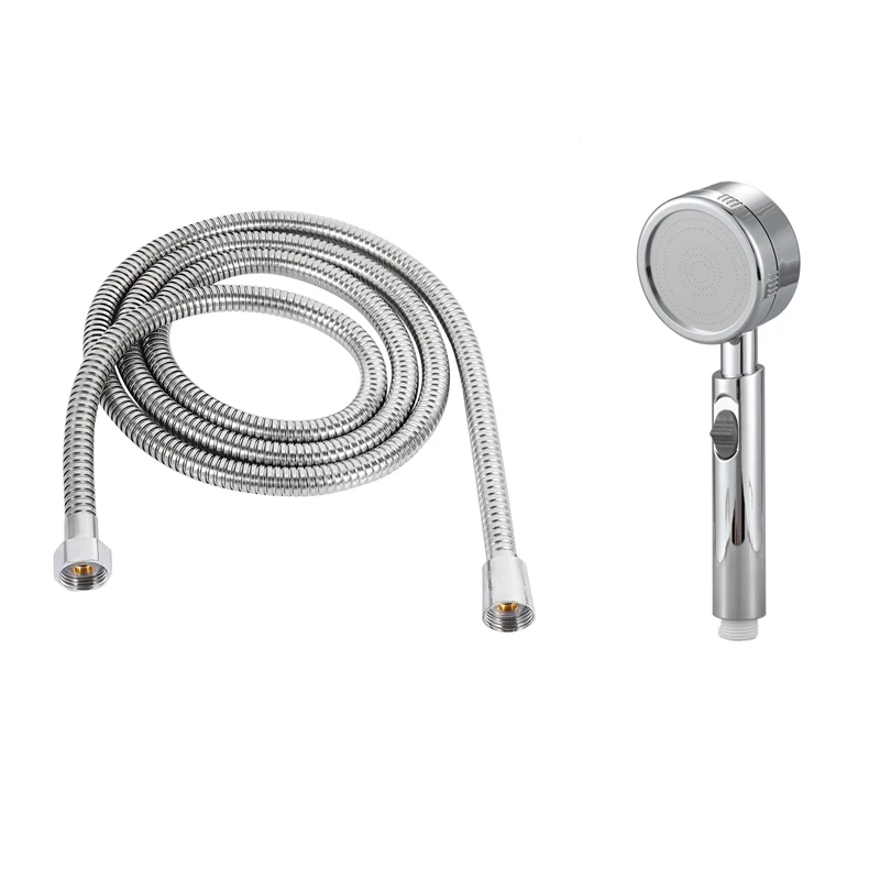 

1 Pcs Super Low Water Pressure Boosting Shower Head & 1 Pcs 2m Long Stainless Steel Replace Handheld Shower Head Hose