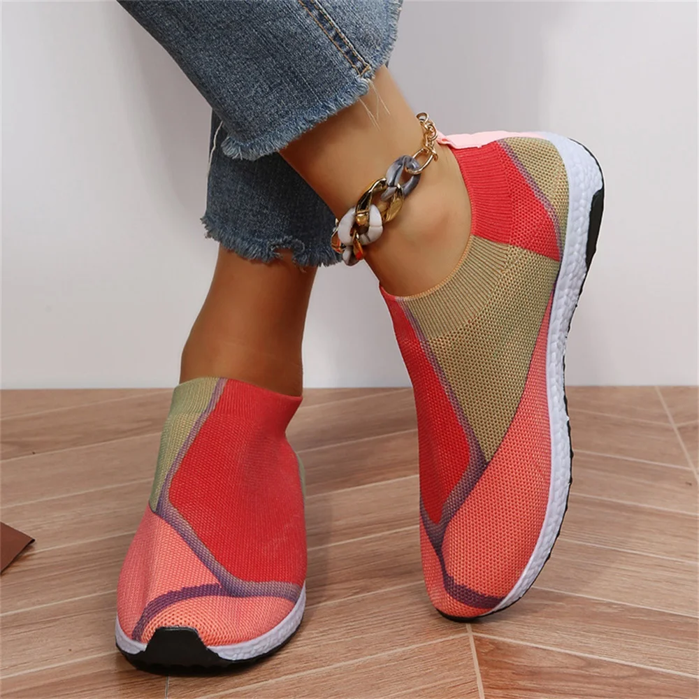 Women's Breathable Sneakers 2023 Spring New Mix Colors Slip On Ladies Comfy Loafers 35-43 Large-Sized Outdoor Female Sport Flats