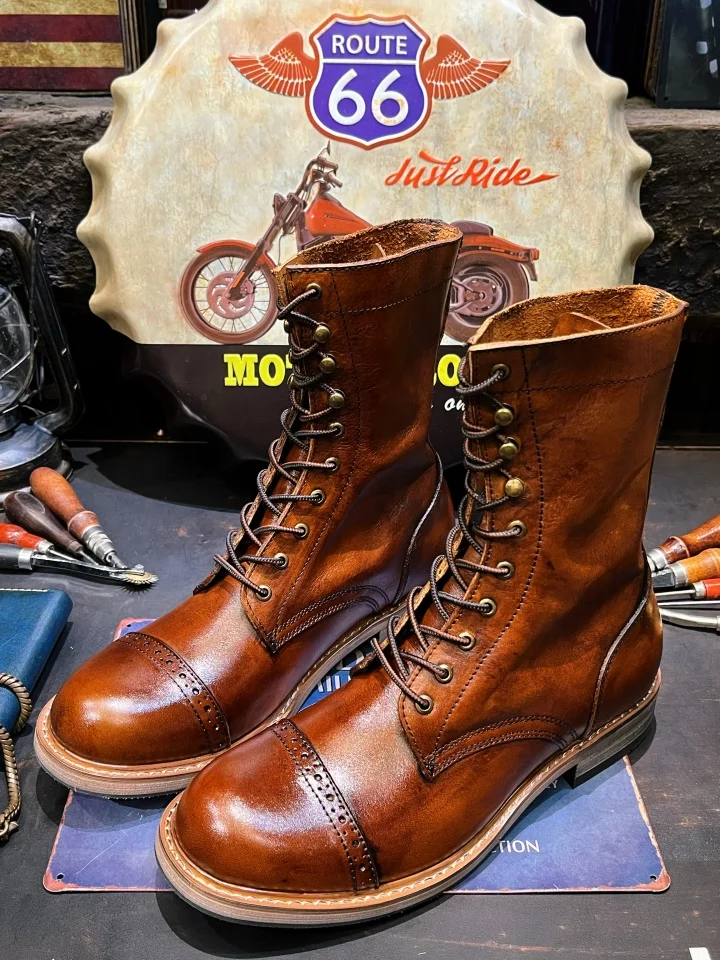 Мужские кожаные ботинки берцы