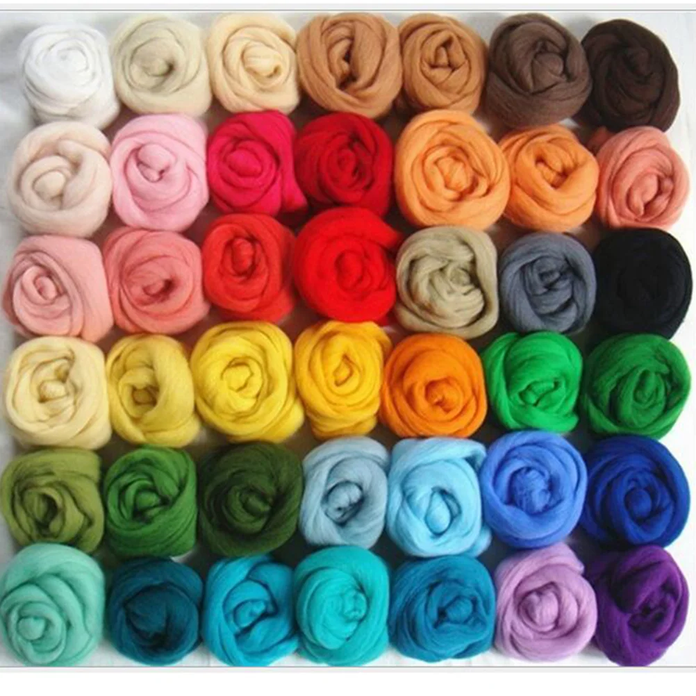 

Wool Felting Roving Yarn Needle Felt Fleece Fiber Kit Woolen Knitting Hand Diy Supplies Chunky Kits Craft Thread Fibre Starter