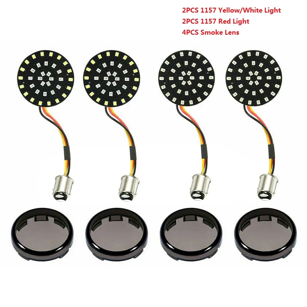 

Мотоциклетные светодиодные указатели поворота 1157, передние и 1156 задние поворотники с прозрачными/дымчатыми линзами для Harley Davidson Softail Dyna Sportster